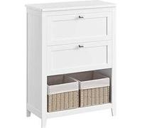 VASAGLE, mueble para baño, armario de almacenamiento, 2 cajones con 1 divisor ajustable, 2 cestos, aparador, 30 x 60 x 80 cm, blanco nube