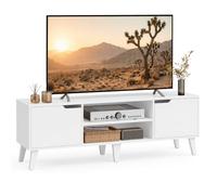 VASAGLE Mueble TV, Largo de 147 cm, Estilo Moderno de Mediados de Siglo | Centro de Entretenimiento, Mesa de TV, para Salón, Dormitorio, Blanco Nube, Colección Miranta LTV556W101