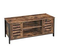 VASAGLE - Mueble TV, Soporte para TV, con estantes y armarios de Almacenamiento, Puertas persianas, para Sala de Estar, Sala de Juegos, Estilo Industrial, marrón rústico y Negro LTV43BX
