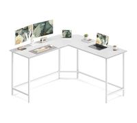 VASAGLE Oficina, Acero, 140 x 140 x 74.7 cm | Oficina, Tablero de Aglomerado, Blanco Arce + Blanco Perla, Colección BARNET LWD073W01