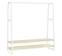 VASAGLE Perchero Burro, Perchero Recibidor con 2 Estantes, 6 Ganchos en Forma de S, Marco de Acero, 45 x 138 x 160 cm, para el Dormitorio, Marrón Rústico y Negro/Beige Natural y Blanco Mate Natural be