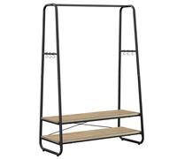 VASAGLE Perchero Burro, Perchero Recibidor con 2 Estantes, 6 Ganchos en Forma de S, Marco de Acero, para el Dormitorio, Negro Ébano y Negro Mate/Marrón Turquesa y Negro Mate/Blanco Nube y Blanco Mate