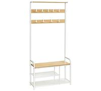 VASAGLE Perchero con Zapatero, 9 Ganchos Extraíbles, 30 x 85 x 180,5 cm