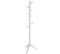 VASAGLE Perchero de madera con 8 ganchos, en forma de árbol, ajustable en 3 alturas, para abrigos, chaquetas, bolsos, para entrada, dormitorio, blanco RCR60WT