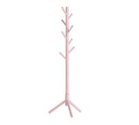 VASAGLE Perchero de madera maciza, perchero de pie con 8 ganchos, 3 opciones de altura, para ropa, sombreros, bolsos, para sala de estar, dormitorio, oficina en casa, color rosa gelatina URCR004R01