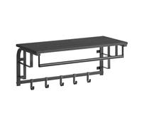 VASAGLE Perchero de Pared con 5 Ganchos Extraíbles, Barra de Colgar | Perchero Colgante, Estante Montado en Pared, Gris Carbón y negro mate, Colección COLEX LCR012B13