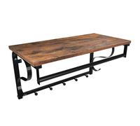VASAGLE - Perchero de pared industrial con estante, 5 ganchos, barra de suspensión, para pasillo, cuarto de baño, sala de estar, marrón rústico y negro/madera y blanco madera y blanco