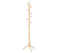 VASAGLE Perchero de Pie, Perchero de Madera Maciza, Perchero en Forma de Árbol, 8 Ganchos, 3 Alturas Ajustables, para Ropa, Sombrero y Bolso, para Salón, Dormitorio y Oficina, Natural, Regalo de Natur