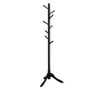 VASAGLE Perchero de Pie, Perchero de Madera Maciza, Perchero en Forma de Árbol, 8 Ganchos, 3 Alturas Ajustables, para Ropa, Sombrero y Bolso, para Salón, Dormitorio y Oficina, Negro/Blanco, Regalo de