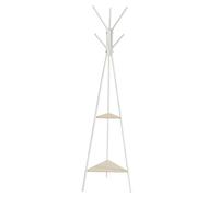 VASAGLE Perchero de pie, perchero, mueble de entrada, estilo industrial, con 2 estantes, para ropa, sombreros, bolsas, marrón rústico y negro/Blanco Perla y Beige Natural, Regalo de Navidad Pearl whit