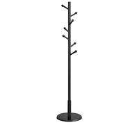VASAGLE Perchero de Pie, Perchero para Abrigos, Perchero de Madera en Forma de Árbol con 7 Ganchos Redondos, para Ropa, Gorras, Bolsos, para Pasillo, Dormitorio, Blanco/Negro, Regalo de Navidad Black