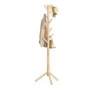 VASAGLE Perchero, Madera Maciza, en Forma de Árbol, 8 Ganchos | Para Chaquetas, Sombreros, para Pasillo, Barra de Soporte de Madera de Caucho, Tono madera, Colección ANDI RCR004N01