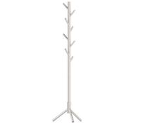 VASAGLE Perchero, Madera Maciza, en Forma de Árbol, 8 Ganchos para Chaquetas, Sombreros, para Pasillo, Ganchos y Barra de Soporte de Madera de Caucho, Beige Capuchino RCR004K01