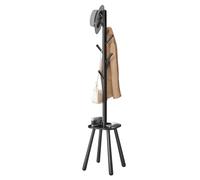VASAGLE Perchero, Perhcero de Suelo, con 8 Ganchos y Estante de Almacenamiento, 170,5 cm de Altura, para Abrigos Sombreros Bolsos, Entrada Pasillo Dormitorio, Negro Tinta RCR033B01