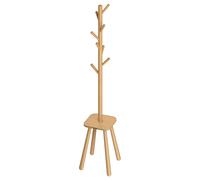 VASAGLE Perchero, Perhcero de Suelo, con 8 Ganchos y Estante de Almacenamiento, 170,5 cm de Altura, para Abrigos Sombreros Bolsos, Entrada Pasillo Dormitorio, Negro Tinta/Beige Natural/Blanco Nube