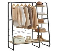 VASAGLE, perchero, soporte para abrigos, 45 x 120 x 160 cm, 6 ganchos – Turquesa y marrón + mate