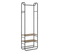 VASAGLE Perchero Zapatero Recibidor, Estantes, 58 x 28 x 181 cm | Perchero, Vestíbulo, Dormitorio, Estilo Escandinavo, Negro Tinta y Marrón Camello, Colección COLTEN HSR081K01
