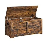 VASAGLE Puff Almacenaje, Banco Almacenaje con 2 Bisagras de Seguridad, Banco Zapatero, Estilo de Campo, 40 x 100 x 46 cm, para Pasillo Dormitorio Salón, Marrón Rústico LSB061T01