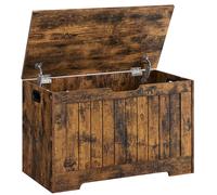 VASAGLE Puff Almacenaje, Banco con 2 Bisagras de Seguridad, Baúl, Zapatero, Estilo Moderno, 40 x 76 x 48 cm, para Pasillo Dormitorio Salón, Blanco/Marrón Rústico/Gris Antracita Rustic brown