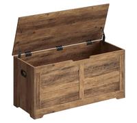 VASAGLE Puff Almacenaje con 2 Bisagras de Seguridad, 100 x 40 x 46.4 cm | Baúl, Banco Zapatero, Estilo de Campo, para Pasillo Dormitorio Salón, Marrón Miel, Colección SOFIE LSB061K01