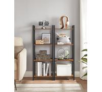 VASAGLE Regal, estantería de 4 niveles, estantería para libros, 40 x 24 x 107 cm, estante de almacenamiento, estructura de acero, diseño industrial, para sala de estar, estudio y pasillo, color marrón
