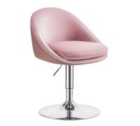 VASAGLE Silla Ajustable, Taburete de Tocador, Silla de Oficina Giratoria, Taburete de Bar con Respaldo y Base, Acero, para Mostrador, Oficina, Tocador, Comedor, Rosa Pastel y Gris Plata/Blanco Crema y