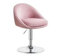 VASAGLE Silla Ajustable, Taburete de Tocador, Silla de Oficina Giratoria, Taburete de Bar con Respaldo y Base, Acero, para Mostrador, Oficina, Tocador, Comedor, Rosa Pastel y Gris Plata LJB100R01