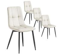 VASAGLE Sillas de Comedor de Terciopelo, Carga 120 kg Cada Una, Sillas de Cocina Acolchadas con Pies Ajustables, Estilo Moderno, para Salón, Juego de 4, Beige Capuchino KDC080LH01