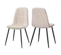 VASAGLE Sillas de Comedor, Juego de 2, Soporte de Metal, Pies Ajustables, Fácil Limpieza, Sillas de Cocina, Tejido de Chenilla, PU con Textura Brillante, Blanco Crema KDC187WD01V1