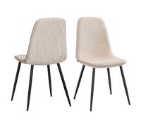 VASAGLE Sillas de Comedor, Juego de 2, Soporte de Metal, Pies Ajustables, Fácil Limpieza, Sillas de Cocina, Tejido de Chenilla, PU con Textura Brillante, Gris Pizarra/Blanco Crema Cream white