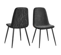 VASAGLE Sillas de Comedor, Juego de 2, Soporte de Metal, Pies Ajustables, Fácil Limpieza, Sillas de Cocina, Tejido de Chenilla, PU con Textura Brillante, Gris Pizarra/Blanco Crema Slate gray