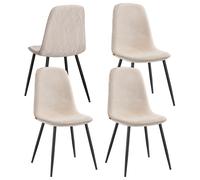 VASAGLE Sillas de Comedor, Juego de 4, Soporte de Metal, Pies Ajustables, Fácil Limpieza, Sillas de Cocina, Tejido de Chenilla, PU con Textura Brillante, Gris Pizarra/Blanco Crema Cream white