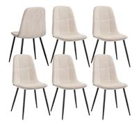 VASAGLE Sillas de Comedor, Juego de 6, Soporte de Metal | Sillas de Cocina, Tejido de Chenilla, PU con Textura Brillante, Pies Ajustables, Fácil Limpieza, Blanco Crema