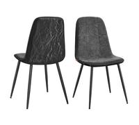 VASAGLE Sillas de Comedor Modernas, Set de 2, Felpilla y Polipiel | Sillas de Cocina, Carga 120 kg, 43,5 x 55 x 85,5 cm, para Salón, Gris Pizarra, Colección ISLAND KDC187G01