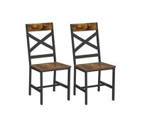 VASAGLE sillas de Comedor, sillas de Cocina Juego de 2, sillas para Comedor, Estructura de Acero, diseño ergonómico, Estilo Industrial, para Sala de Estar, Comedor, marrón rústico y Negro Rustic brown