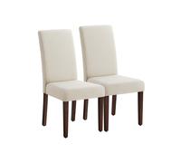 VASAGLE Sillas de Comedor, Taburetes para Cocina, Respaldo Alto, Juego de 2, Asiento Acolchado Grueso, 58 x 48 x 100 cm, Gris Paloma/Blanco Crema White