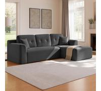 VASAGLE Sofá Esquinero, Sofá Modular de 244 cm, Entrega Compacta, Sin Montaje, con Gran Chaise Longue a la Derecha, para Salón o Habitación de Invitados, Gris Pizarra LCS184GN01