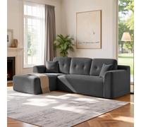 VASAGLE Sofá Esquinero, Sofá Modular de 244 cm, Entrega Compacta, Sin Montaje, con Gran Chaise Longue a la Izquierda, para Salón o Habitación de Invitados, Gris Pizarra LCS183GN01