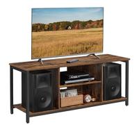 VASAGLE Soporte de TV de hasta 55 Pulgadas, Mueble Tele con estantes Abiertos, Consola para Sala de Estar, Entretenimiento, Marrón Rústico y Negro LTV060B01