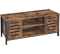 VASAGLE, soporte para televisor con estanterías y armarios de almacenamiento, puertas correderas, estilo industrial, color marrón rústico, ideal para sala de estar o sala de juegos