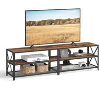 VASAGLE, soporte para televisor, mesa para televisores de hasta 75 pulgadas, con estantes, estructura de acero, ideal para salón o dormitorio, diseño rústico en color marrón y