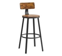 VASAGLE Taburete Alto, Juego de 2, Taburetes Altos de Cocina, con Respaldo, Estructura de Acero, Asiento de 73 cm de Altura, Fácil Montaje, Estilo Industrial, Marrón Rústico y Negro/Blanco Rústico y M