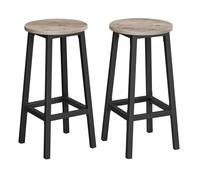 VASAGLE Taburete de bar, Juego de 2, Sillas de Bar, Sillas de Cocina con Estructura de Metal, FÁcil Montaje, con ReposapiÉs, para Cocina, SalÓn, Comedor, Beige Roble y Blanco Clásico/Greige y Beige Ro
