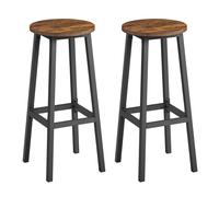 VASAGLE Taburete de Bar, Juego de 2, Sillas de Bar, Sillas de Cocina con Estructura de Metal, Fácil Montaje, con Reposapiés, para Cocina, Salón, Comedor, Marrón Rústico y Negro/Dorado Roble y Blanco R