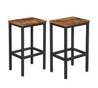 VASAGLE Taburete de Bar, Taburete Alto, Juego de 2, Industrial, para Cocina, Comedor, Sala de Estar, Marrón Rústico y Negro Marrón Rústico y Negro