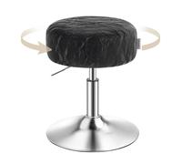 VASAGLE Sgabello da Trucco, Sedia per Toeletta, Regolabile in Altezza, Girevole a 360°, in PU, Seduta Spessa, per Camera da Letto Cucina Sala da Pranzo, Moderno, Nero Inchiostro LJB120B01