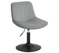 VASAGLE Taburete Tocador Giratorio, Terciopelo, Gris Paloma y Negro Mate | Taburete Tocador, 43,0 x 46,5 x (65,5-77,5) cm, Terciopelo, Gris Paloma y Negro Mate, Colección TYRA, LJB160GD01