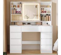 Kailyn Colección - Tocador con Espejo LED Blanco Nube