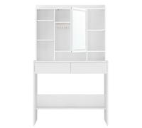 VASAGLE Tocador con Luces LED de 3 Colores con Brillo Ajustable, Mesa de Maquillaje con Espejo, Espacioso, Estantes Ajustables, 2 Cajones, Mesa de Maquillaje, Estilo Moderno, Negro Tinta/Blanco Blanco