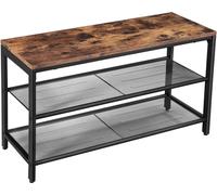 VASAGLE: Zapatero con 2 estantes de rejilla, banco con espacio para zapatos, mueble para zapatos para la entrada o pasillo, metal, diseño industrial, color marrón y vintage